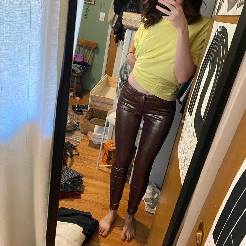 J Brand waxed Red Brick Pants